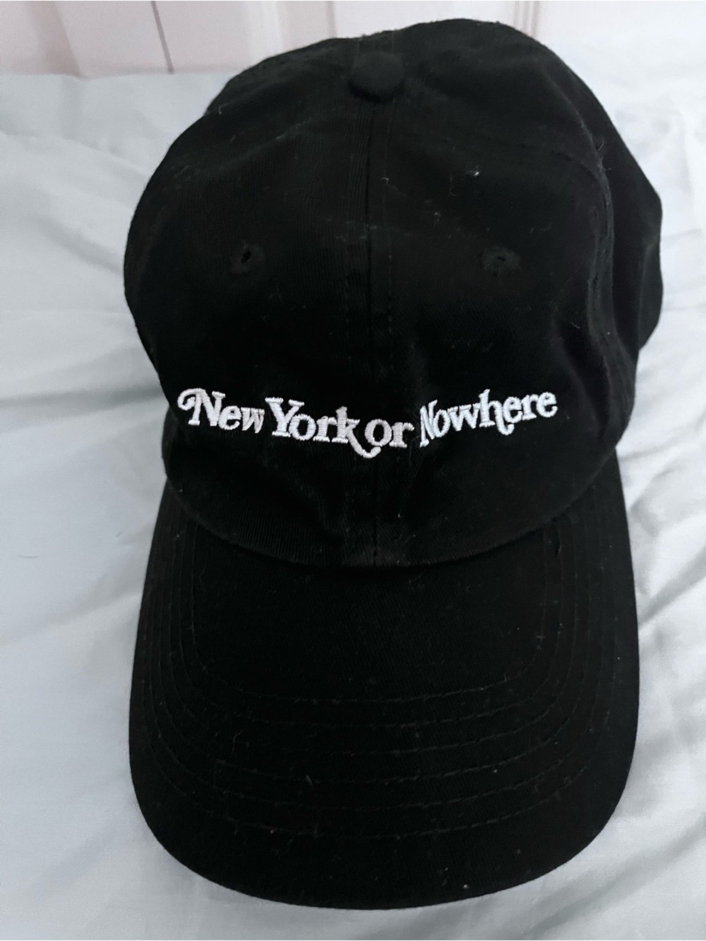 Black Embroidered 'New York or Nowhere' Baseball Cap
